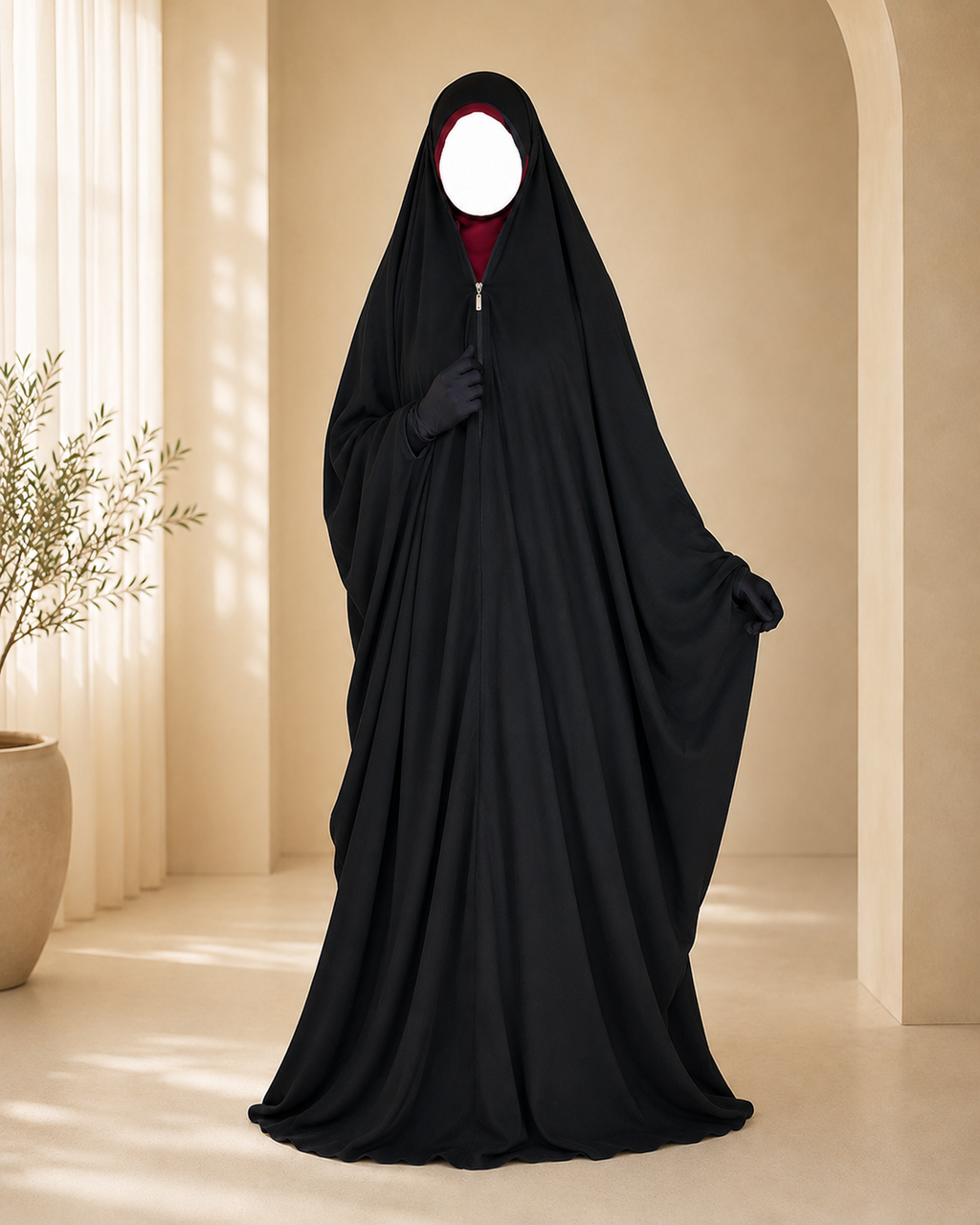 Front Zip Irani Chadar With Sleeves