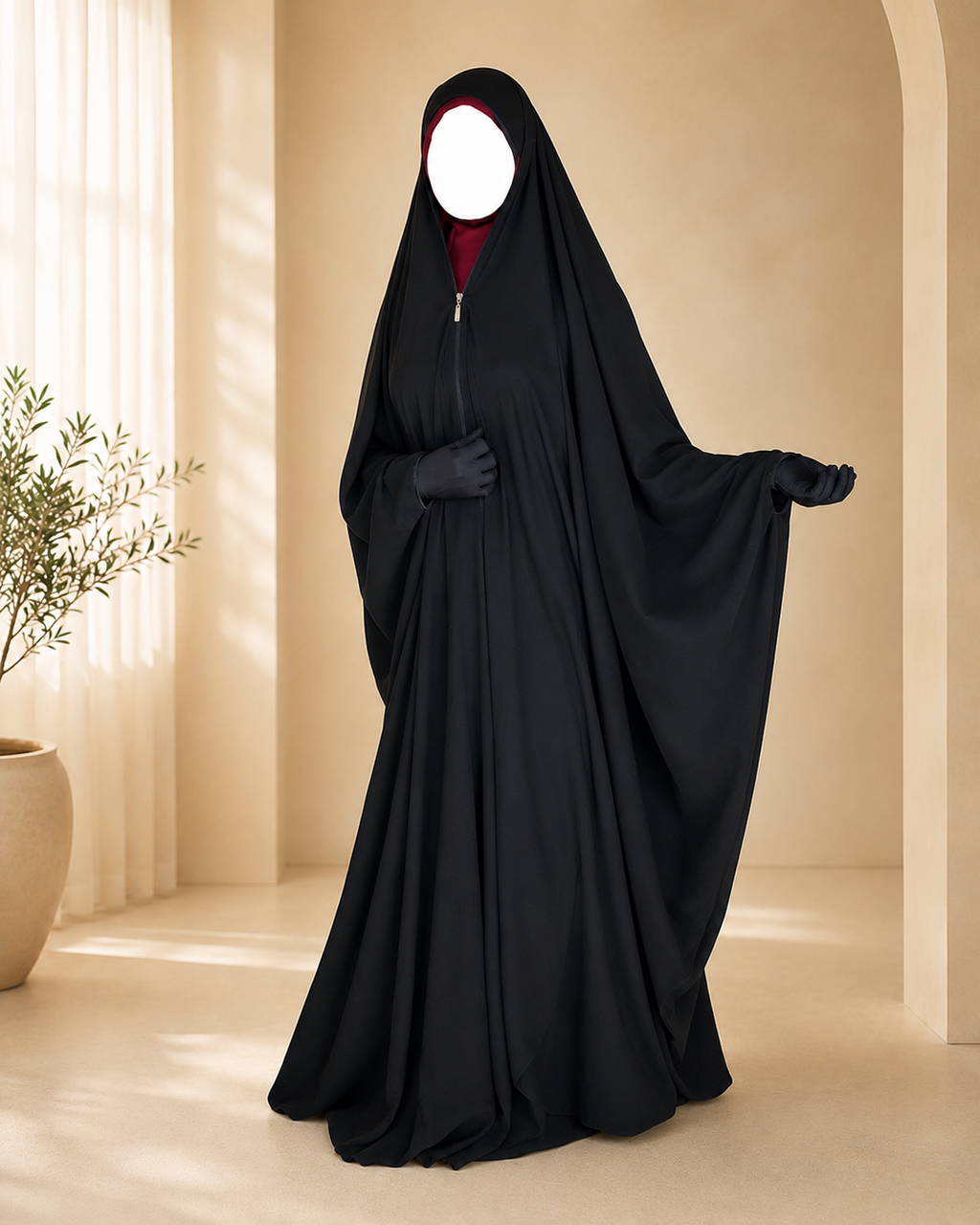 Front Zip Irani Chadar With Sleeves