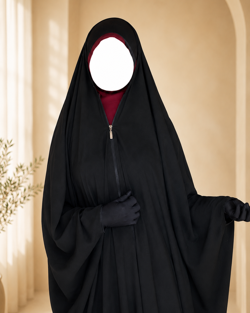 Front Zip Irani Chadar With Sleeves
