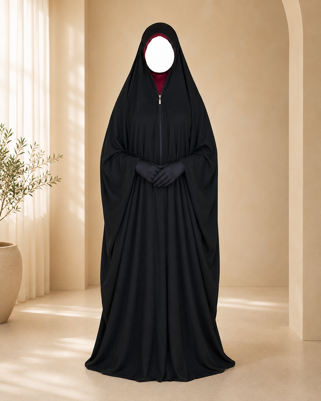 Front Zip Irani Chadar With Sleeves
